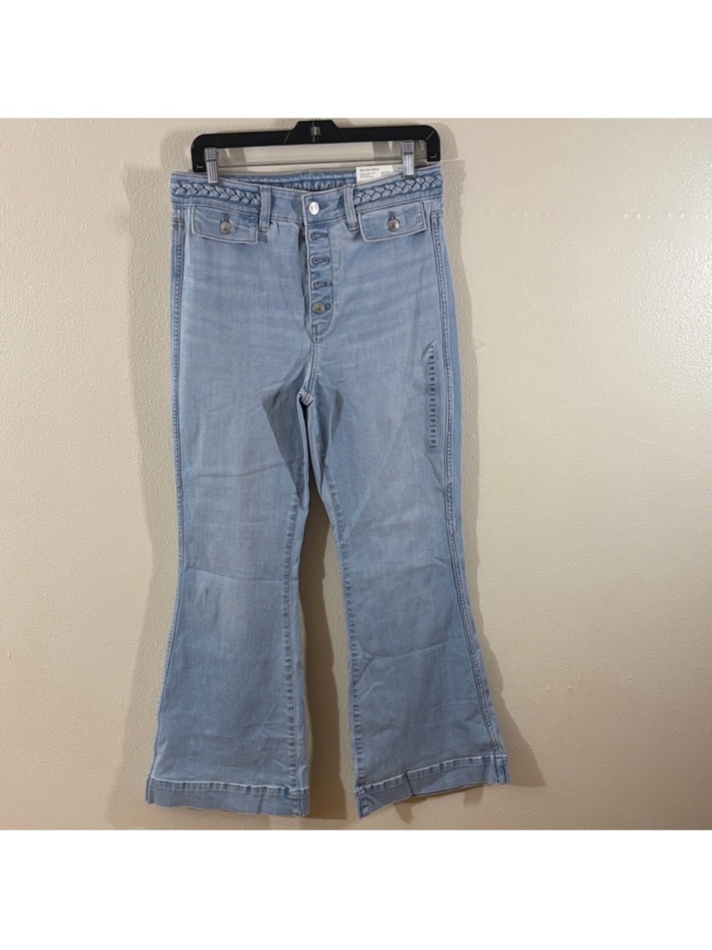 American Eagle Outfitters Light Wash Braided Waist Flare Jeans